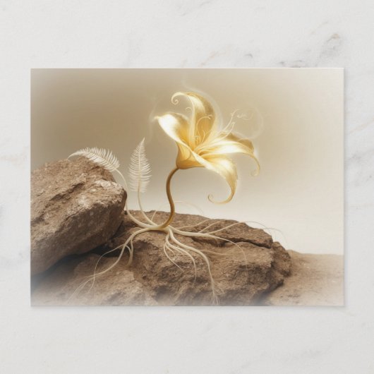 Goldene Blume auf einem Stein Briefkaart (Voorkant)