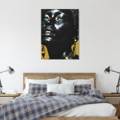 Goldene Eleganz: Schwarze Schönheit mit Schmuck Canvas Afdruk (Insitu (Slaapkamer))