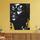 Goldene Eleganz: Schwarze Schönheit mit Schmuck Canvas Afdruk (Insitu (Woonkamer))