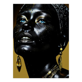 Goldene Eleganz: Schwarze Schönheit mit Schmuck Perfect Poster