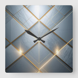 Goldene Geometrie Marmor Luxus Muster Vierkante Klok