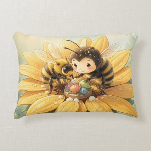 Goldene Hummel im Blütentanz1 Accent Kussen (Voorkant)