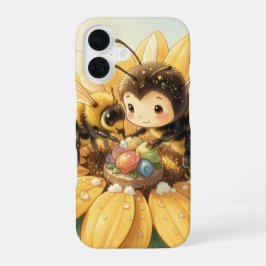 Goldene Hummel im Blütentanz1 iPhone 16 Hoesje