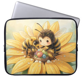 Goldene Hummel im Blütentanz1 Laptop Sleeve
