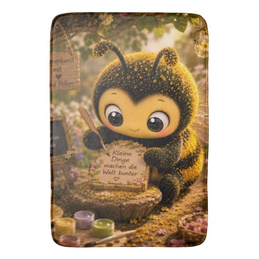 Goldene Hummel im Blütentanz.10 Badmat (Voorkant Verticaal)