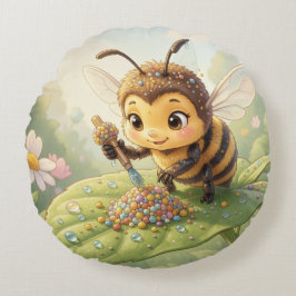 Goldene Hummel im Blütentanz.2 Rond Kussen