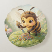 Goldene Hummel im Blütentanz.2 Rond Kussen (Achterkant)