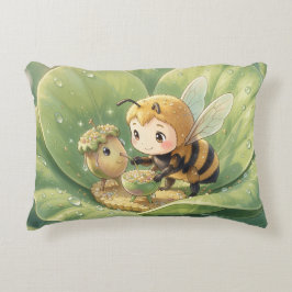 Goldene Hummel im Blütentanz.3 Accent Kussen