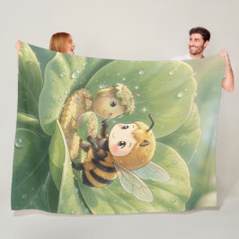 Goldene Hummel im Blütentanz.3 Fleece Deken