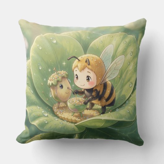 Goldene Hummel im Blütentanz.3 Kussen (Voorkant)