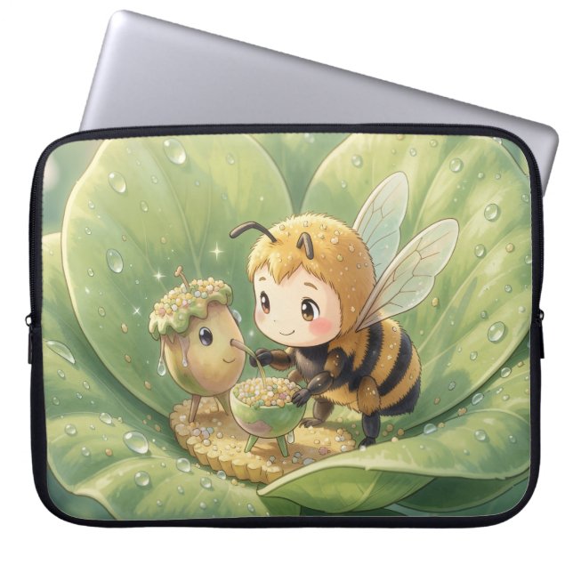 Goldene Hummel im Blütentanz.3 Laptop Sleeve (Voorkant)