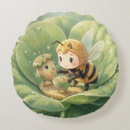 Goldene Hummel im Blütentanz.3 Rond Kussen