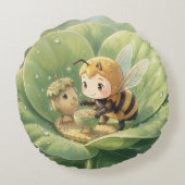 Goldene Hummel im Blütentanz.3 Rond Kussen (Achterkant)