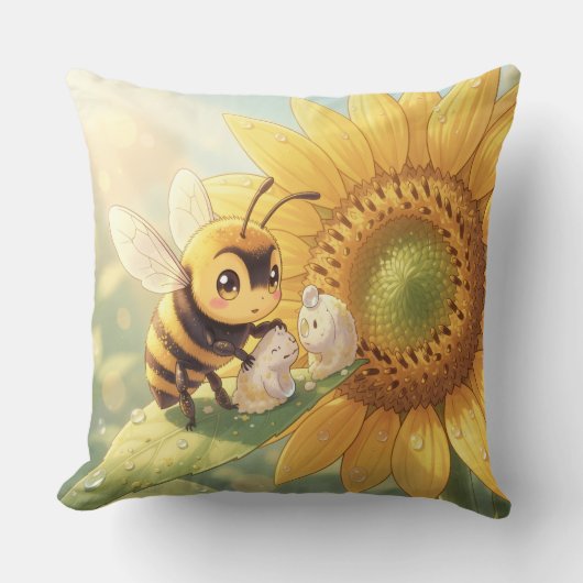 Goldene Hummel im Blütentanz.4 Kussen (Voorkant)