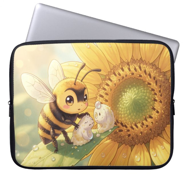 Goldene Hummel im Blütentanz.4 Laptop Sleeve (Voorkant)
