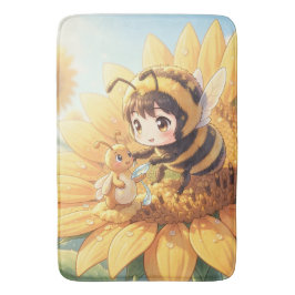 Goldene Hummel im Blütentanz.7 Badmat