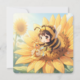 Goldene Hummel im Blütentanz.7 Feestdagenkaart