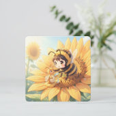 Goldene Hummel im Blütentanz.7 Feestdagenkaart (Staand voorkant)