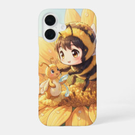 Goldene Hummel im Blütentanz.7 iPhone 16 Hoesje