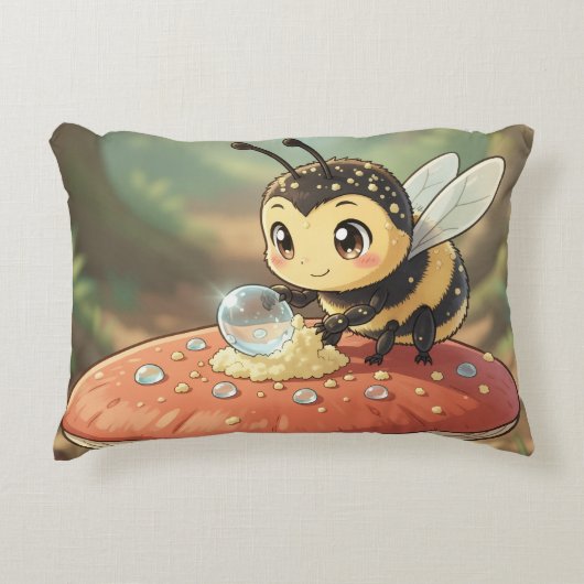Goldene Hummel im Blütentanz Accent Kussen (Voorkant)