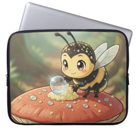 Goldene Hummel im Blütentanz Laptop Sleeve
