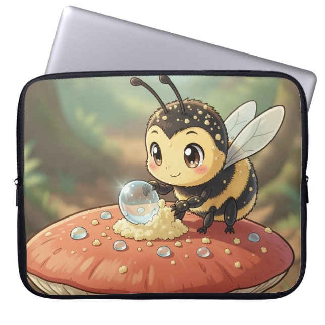 Goldene Hummel im Blütentanz  Laptop Sleeve (Voorkant)