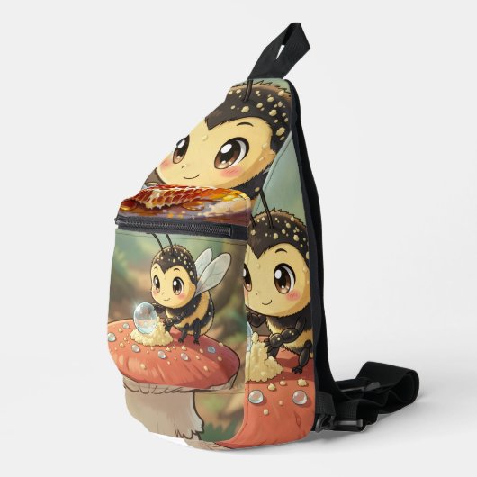Goldene Hummel im Blütentanz Sling Bag (Rechterhoek)