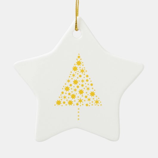 Goldene Sterne Weihnachtsbaum Keramisch Ornament (Voorkant)