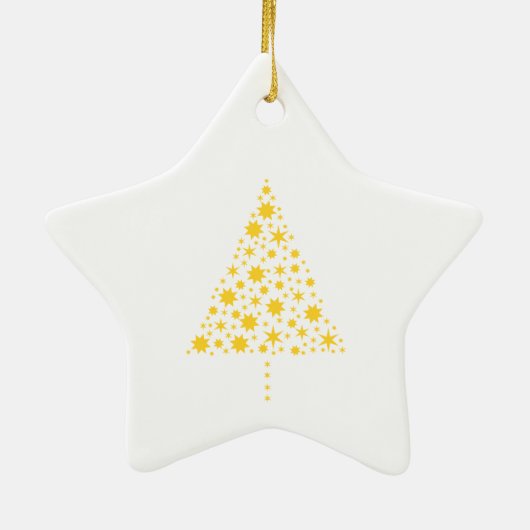 Goldene Sterne Weihnachtsbaum Keramisch Ornament (Achterkant)