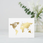 GOLDENE WELTKARTE GLOBUS Postkarte Briefkaart (Staand voorkant)
