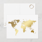 GOLDENE WELTKARTE GLOBUS Postkarte Briefkaart (Voorkant / Achterkant)