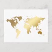GOLDENE WELTKARTE GLOBUS Postkarte Briefkaart (Voorkant)