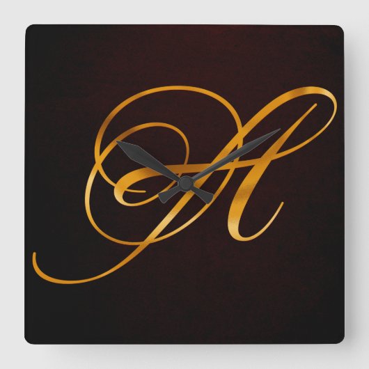 Goldener Buchstabe A design Vierkante Klok (Voorkant)