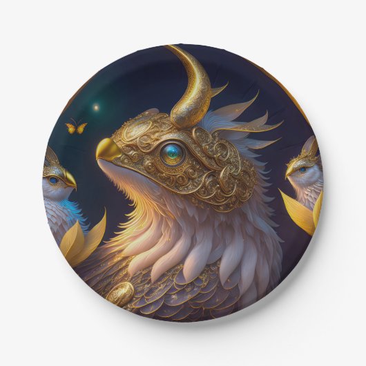 Goldenes fantastastisches Fabeltier Papieren Bordje (Voorkant)