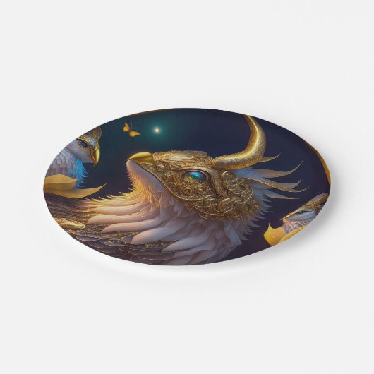 Goldenes fantastastisches Fabeltier Papieren Bordje (Gekanteld)