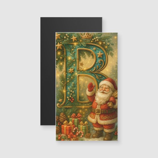  Goldenes Initial B mit Weihnachtsmann und Krone (Voorkant / Achterkant)