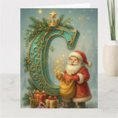 Goldenes Initial C mit Weihnachtsmann und Krone Kaart (Voorkant)