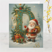 Goldenes Initial D mit Weihnachtsmann und Krone  Kaart (Gele Bloem)