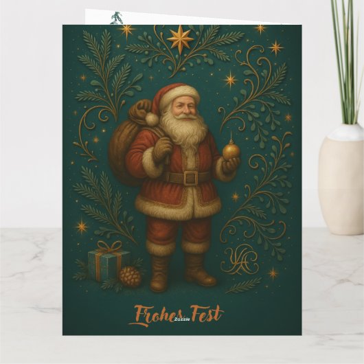 Goldenes Initial D mit Weihnachtsmann und Krone  Kaart (Achterkant)