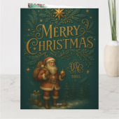 Goldenes Initial E mit Weihnachtsmann und Krone Kaart (Achterkant)