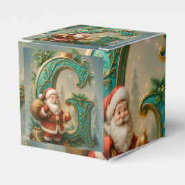  Goldenes Initial  G mit Weihnachtsmann und Krone Bedankdoosjes