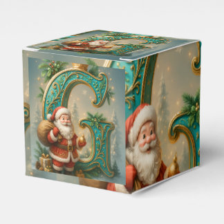 Goldenes Initial G mit Weihnachtsmann und Krone Bedankdoosjes