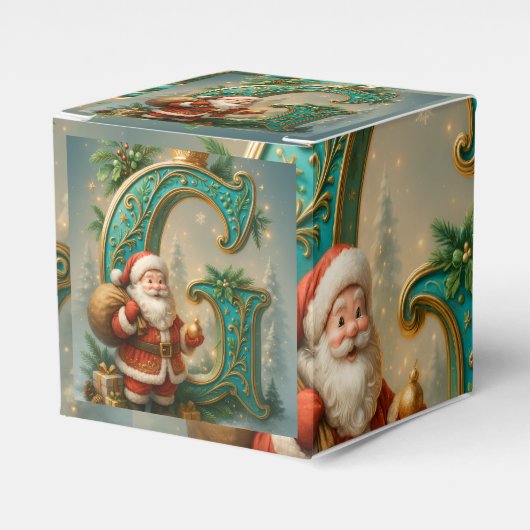  Goldenes Initial  G mit Weihnachtsmann und Krone Bedankdoosjes (Voorkant Zijde)