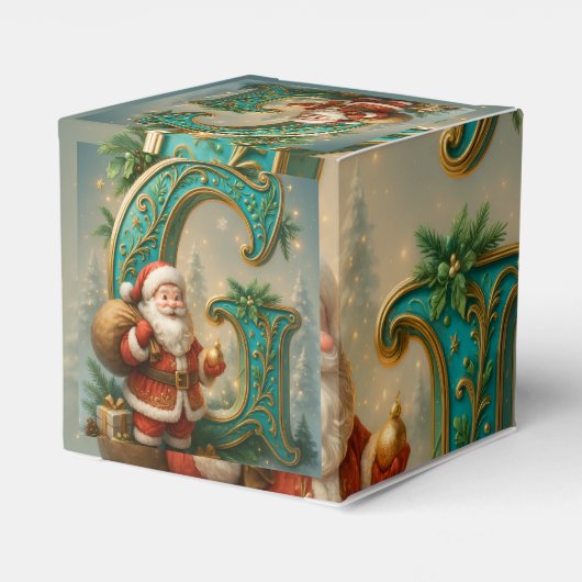  Goldenes Initial  G mit Weihnachtsmann und Krone Bedankdoosjes (Achterkant)