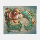  Goldenes Initial  G mit Weihnachtsmann und Krone Fleece Deken (Voorkant (Horizontaal))