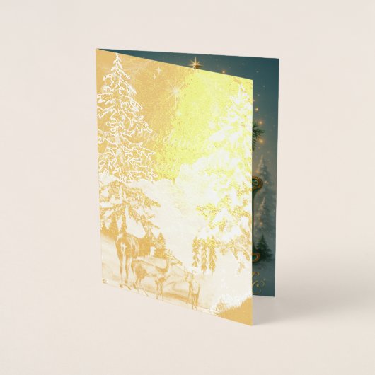  Goldenes Initial  G mit Weihnachtsmann und Krone Folie Kaarten (Voorkant)