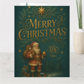  Goldenes Initial  G mit Weihnachtsmann und Krone Kaart (Achterkant)