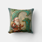  Goldenes Initial  G mit Weihnachtsmann und Krone Kussen (Voorkant)