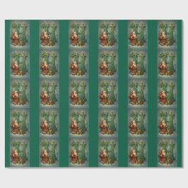 Goldenes Initial H mit Weihnachtsmann und Krone Cadeaupapier