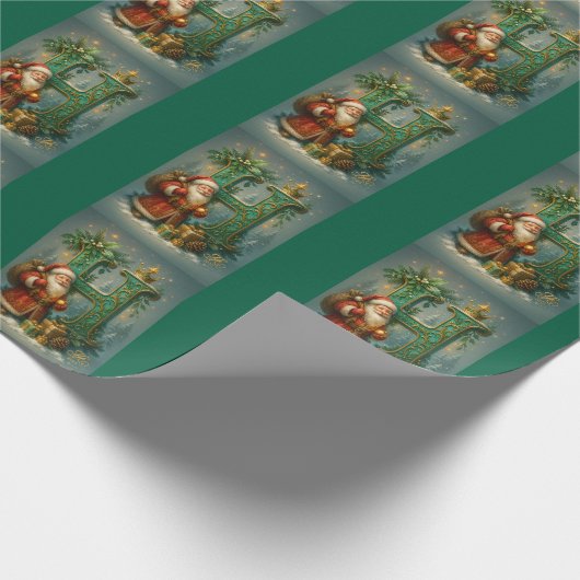  Goldenes Initial H  mit Weihnachtsmann und Krone  Cadeaupapier (Hoek)